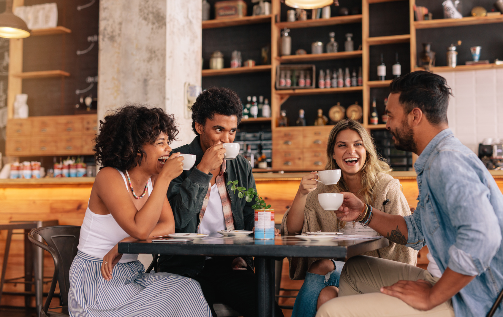 Group of Friends Enjoying Coffee Together